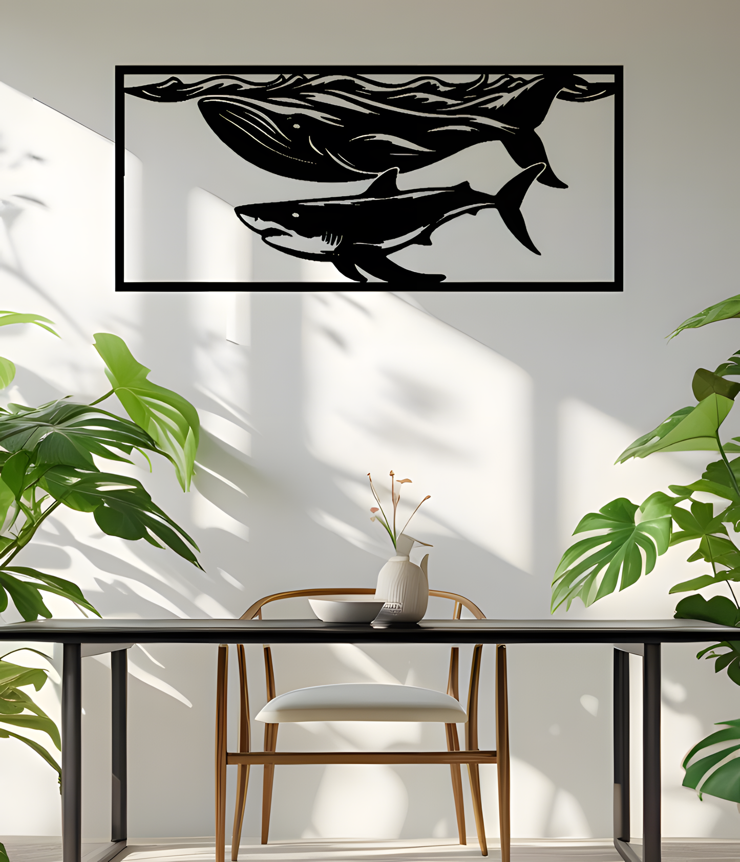 Cuadro tiburón y ballena 90x60CM