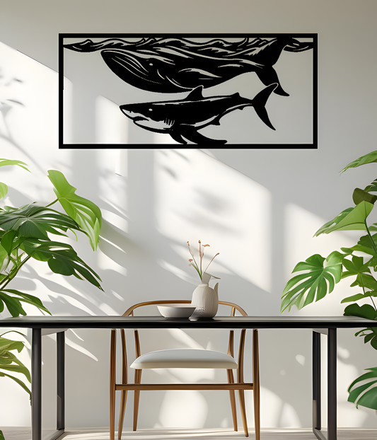 Cuadro tiburón y ballena 90x60CM
