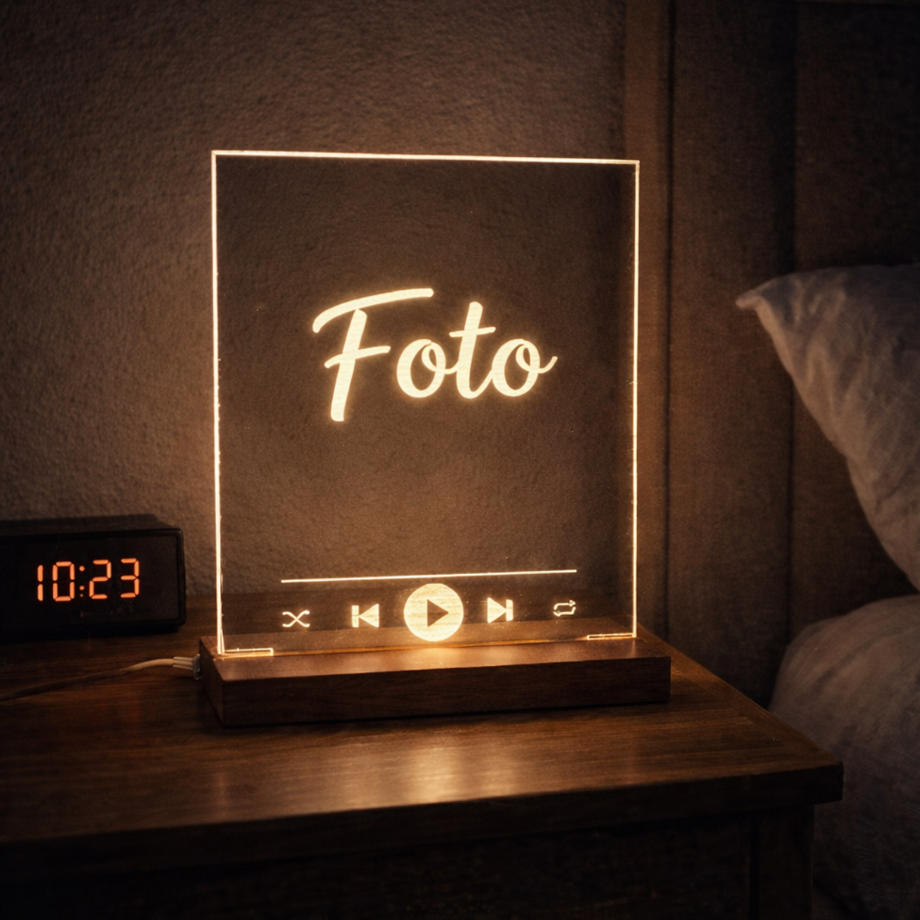 Lampara base de madera